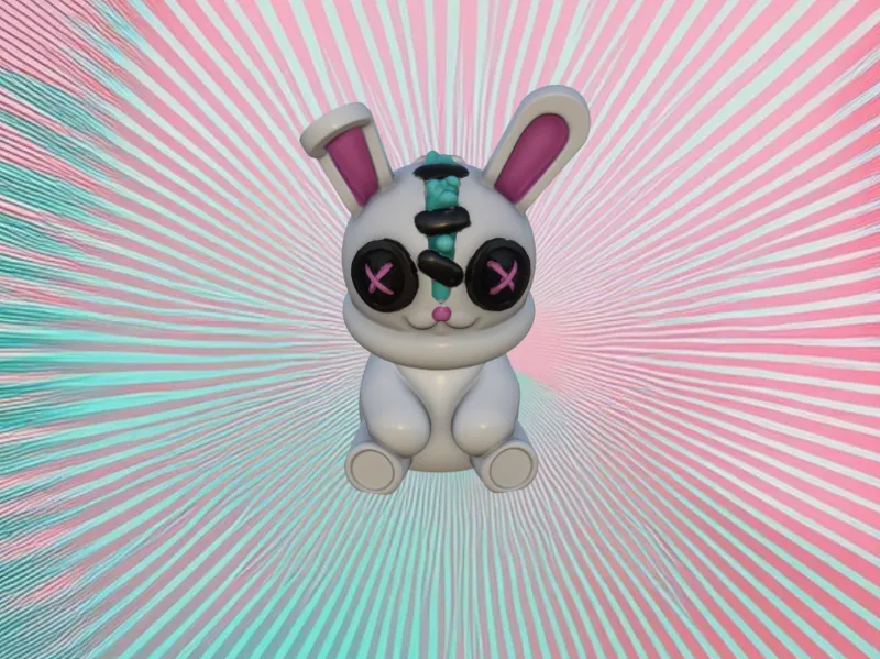 Patches The Plush Bunny (No Supports) + Keychain