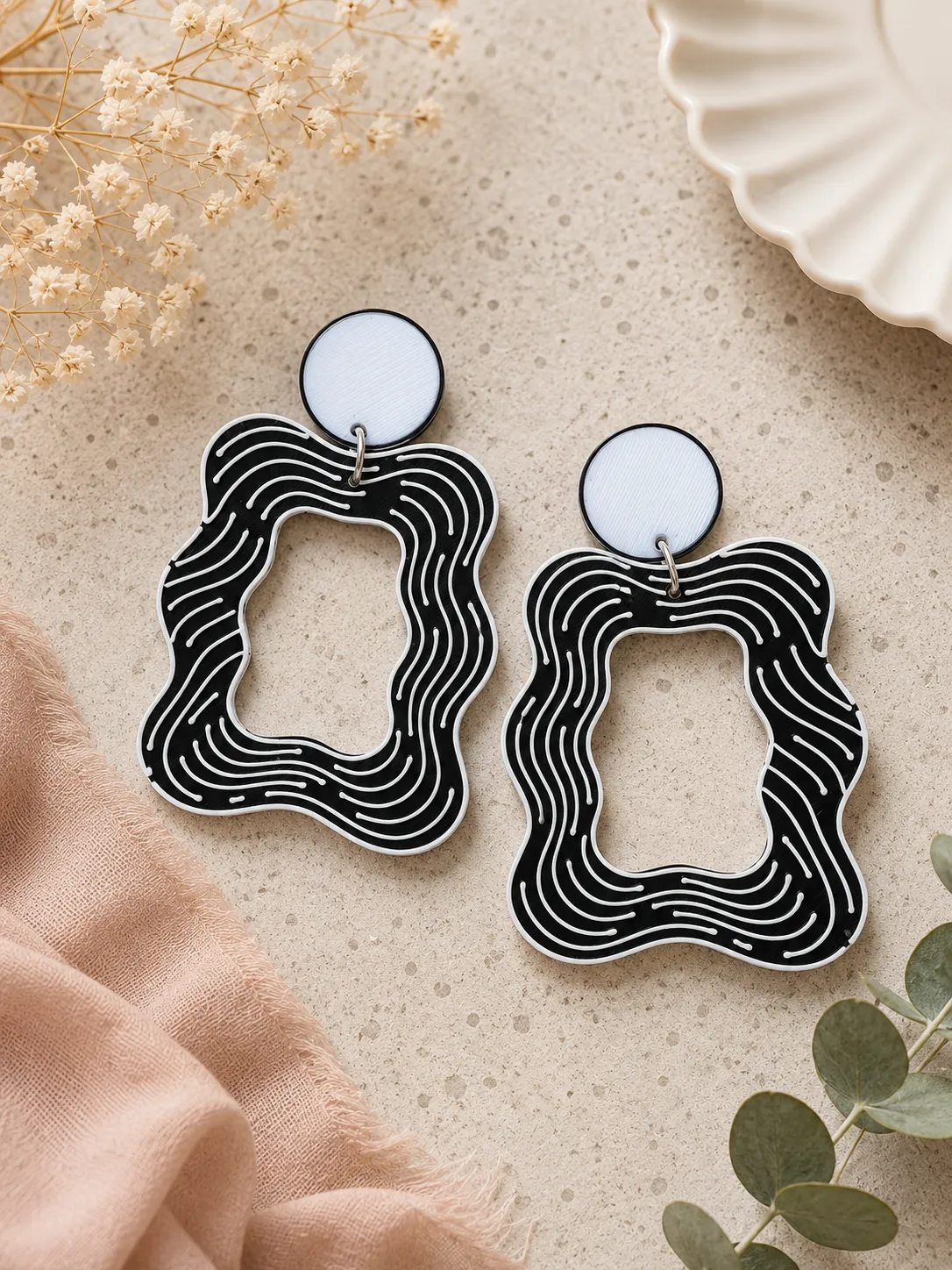 Pendientes organicos ondas view 2