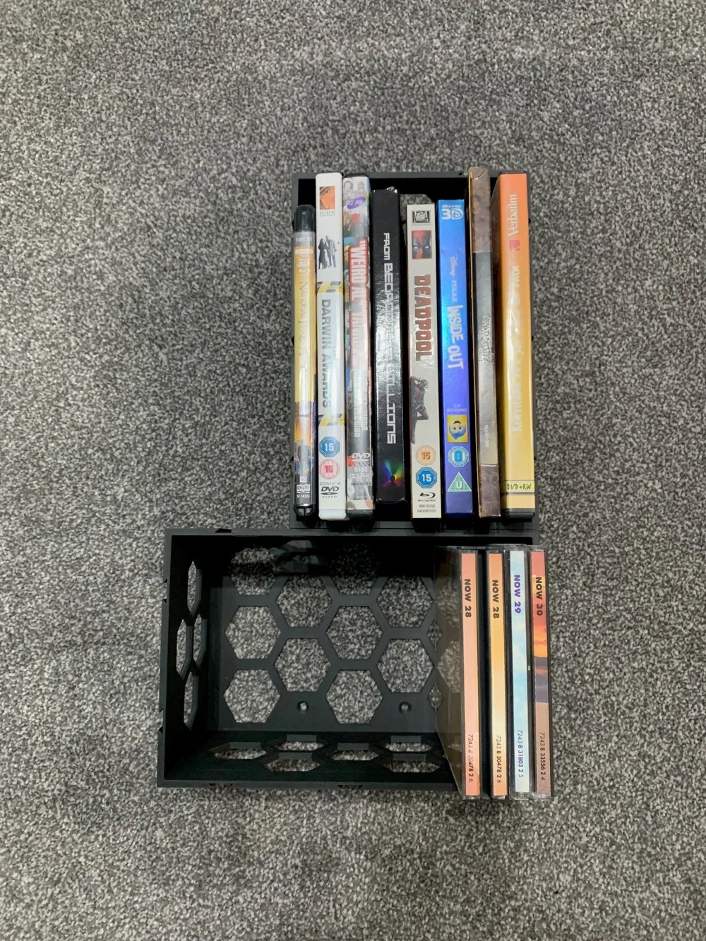 3d Print Cd Rack Stackable CD,DVD & Bluray Rack with Hexagon Design - Free 3D Print ...