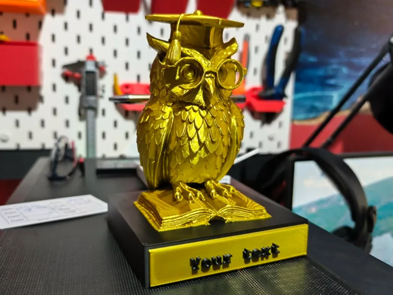 Golden Owl Statuette – Editable - Teachers day