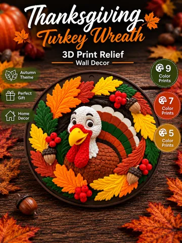 Letrero o emblema decorativo: Thanksgiving Turkey Wreath — vista de referencia 2