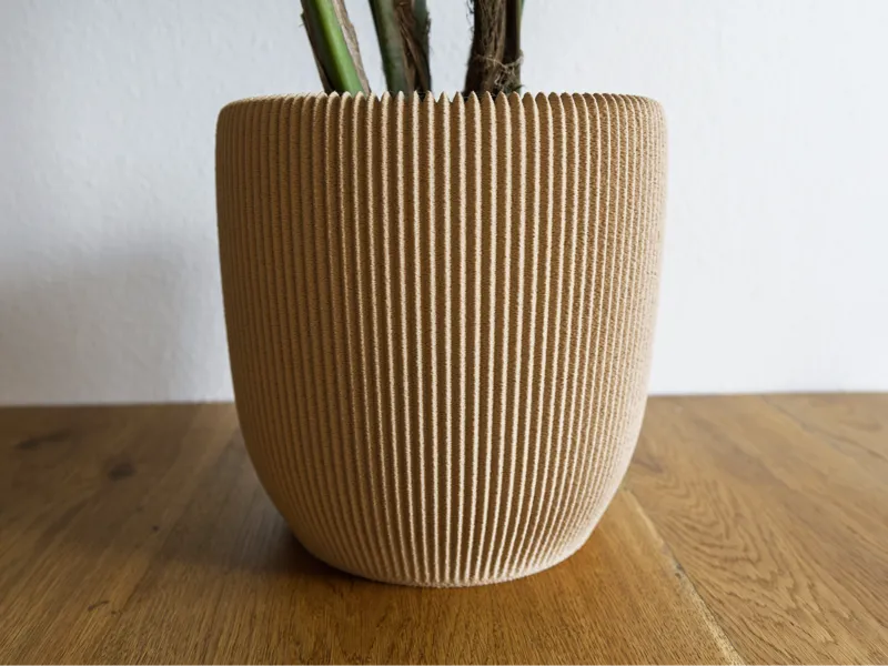 Vase / plant pot modern design, fuzzy skin