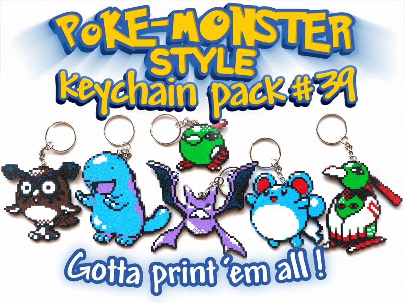Poke-Monster Keychain Pack #39 - Quagsire Hoothoot
