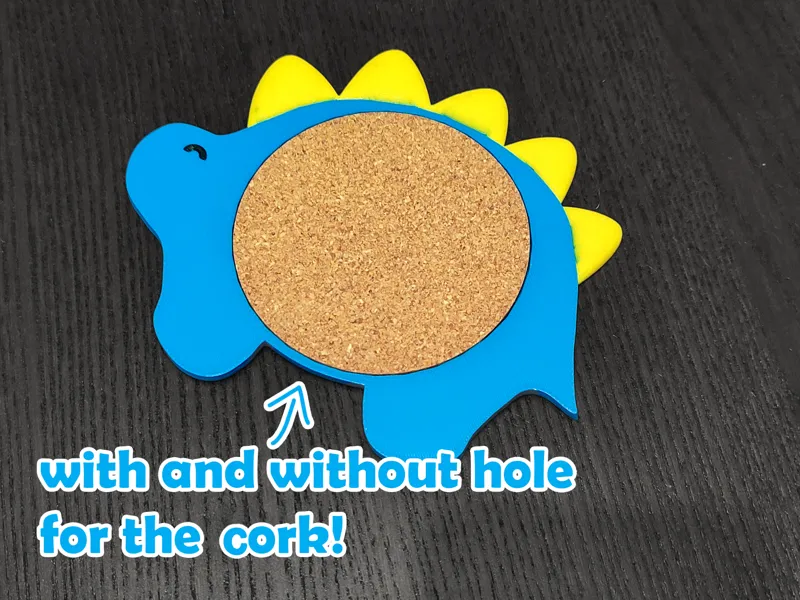Dino coaster with and withole for cork