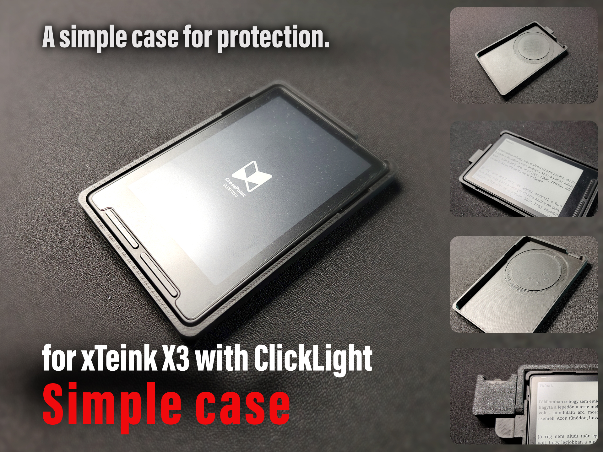 xTeink X3 simple case with ClickLight