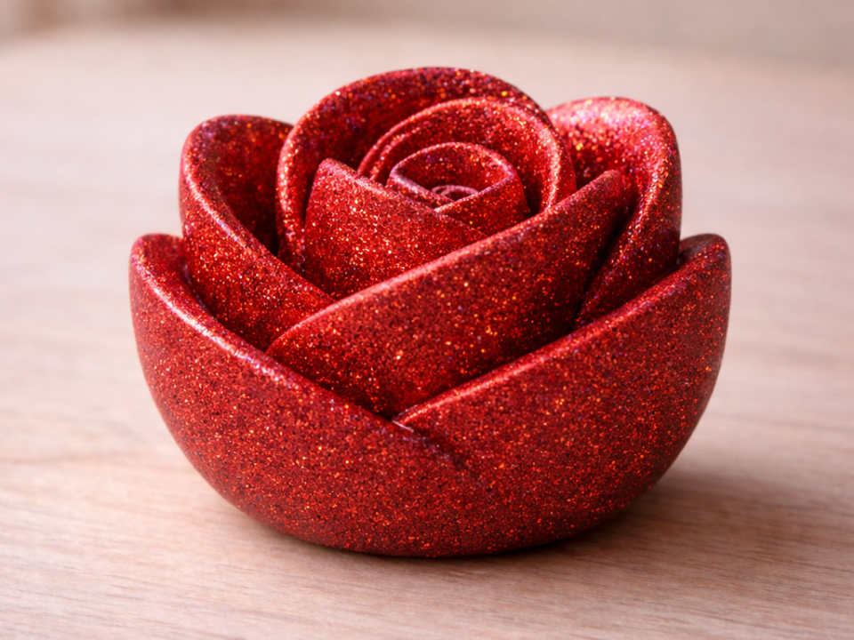 Glitter Red Rose – Minimalist Rose Decoration