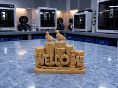 Nautical Welcome Dock with Gulls and Lighthouse