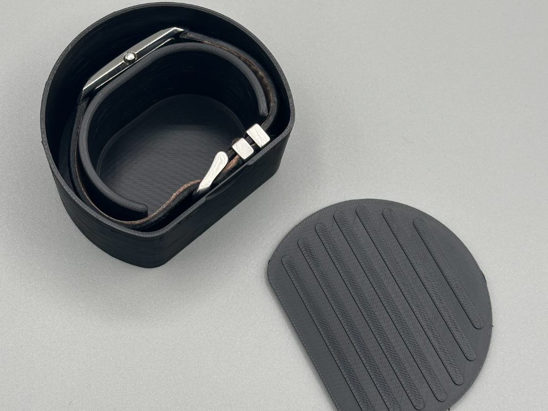 Minimalist Travel Watch Case with Ribbed Lid