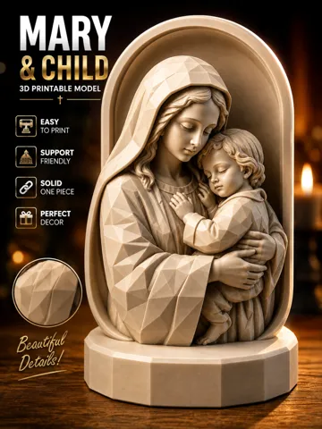 Figura decorativa: Mary and Baby Jesus – Religious 3D Figurine — vista de referencia 2