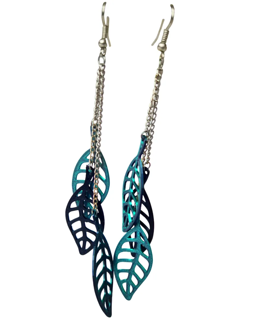 Triple Leaf Dangle Earrings view 3