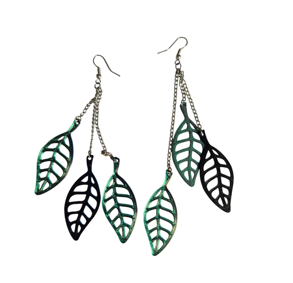 Triple Leaf Dangle Earrings view 2