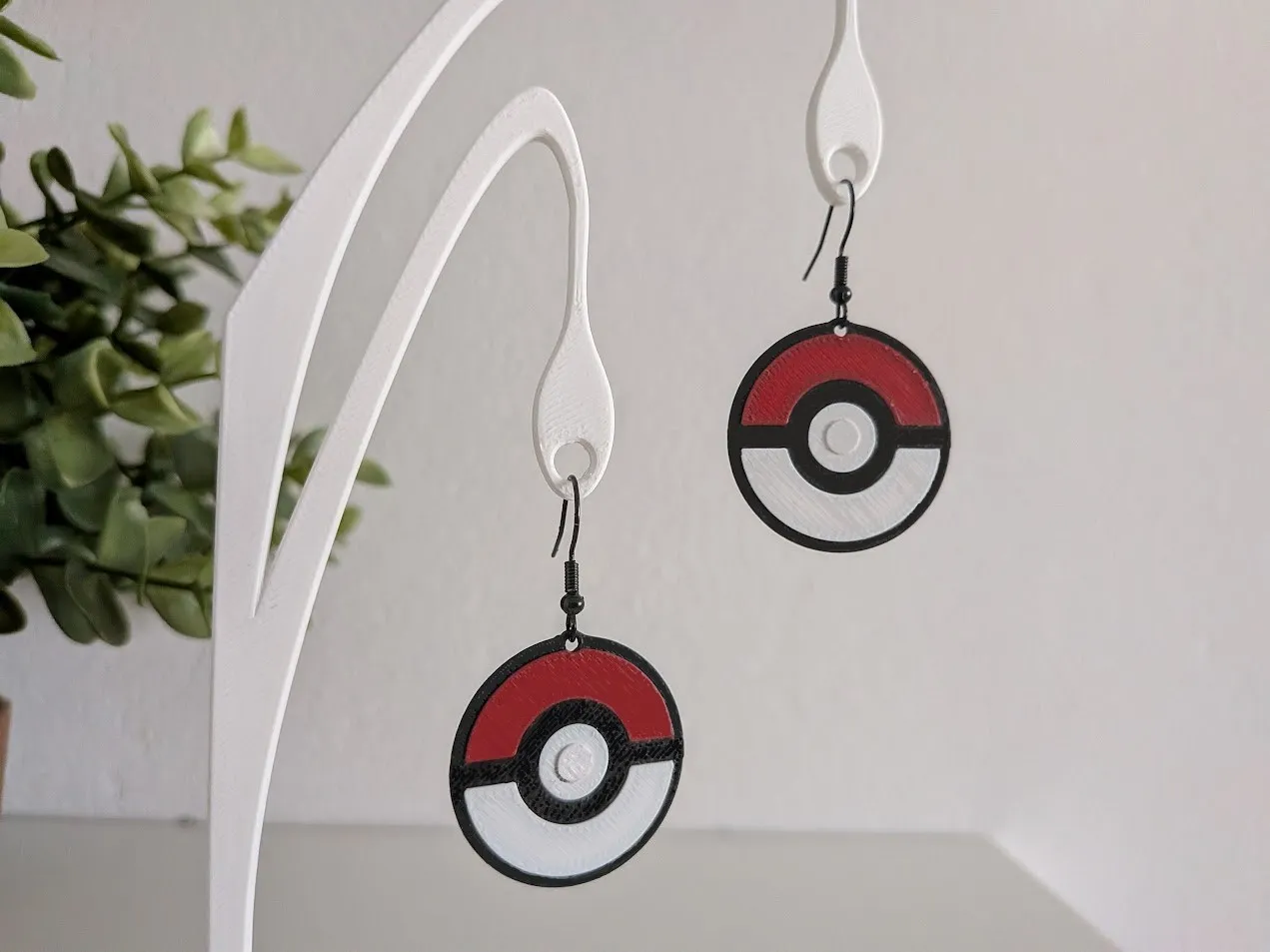 Ball Earrings – Pokeball Style Pendant view 3
