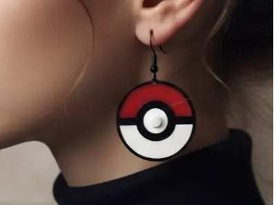Ball Earrings – Pokeball Style Pendant