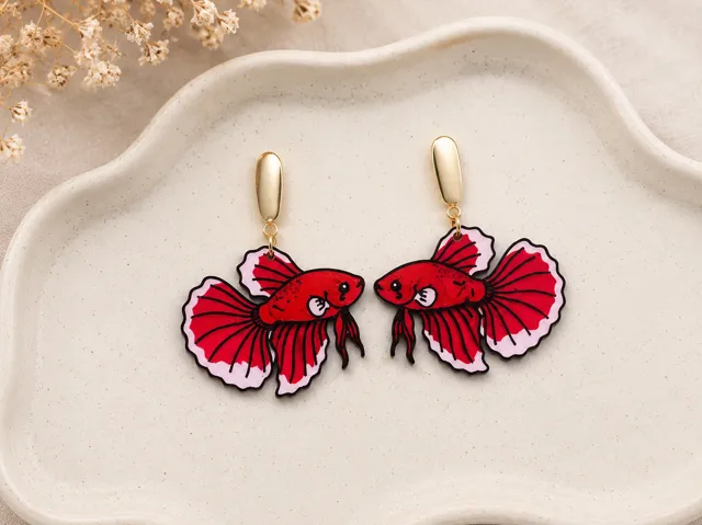 Aretes pez Betta Kawai