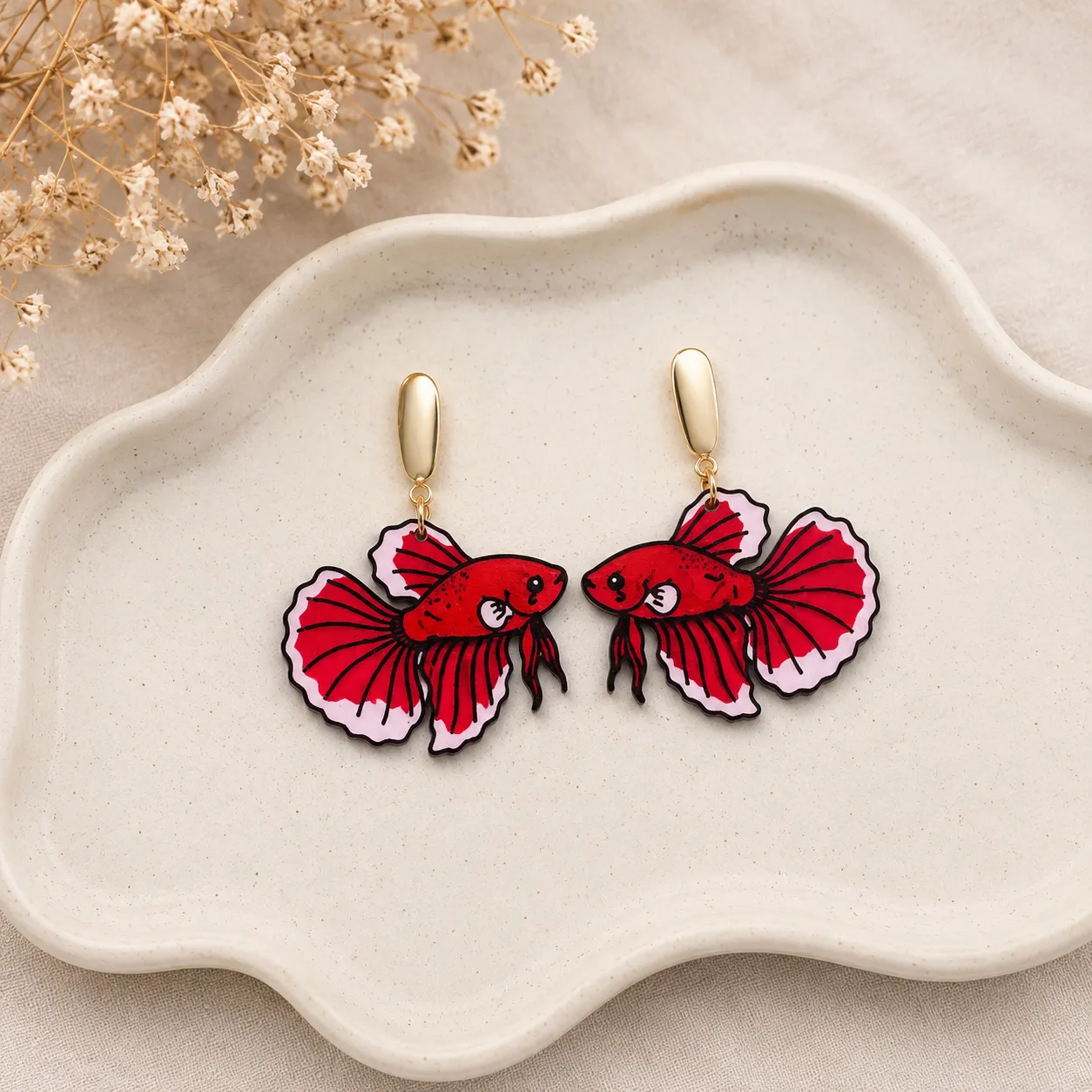 Aretes pez Betta Kawai view 2