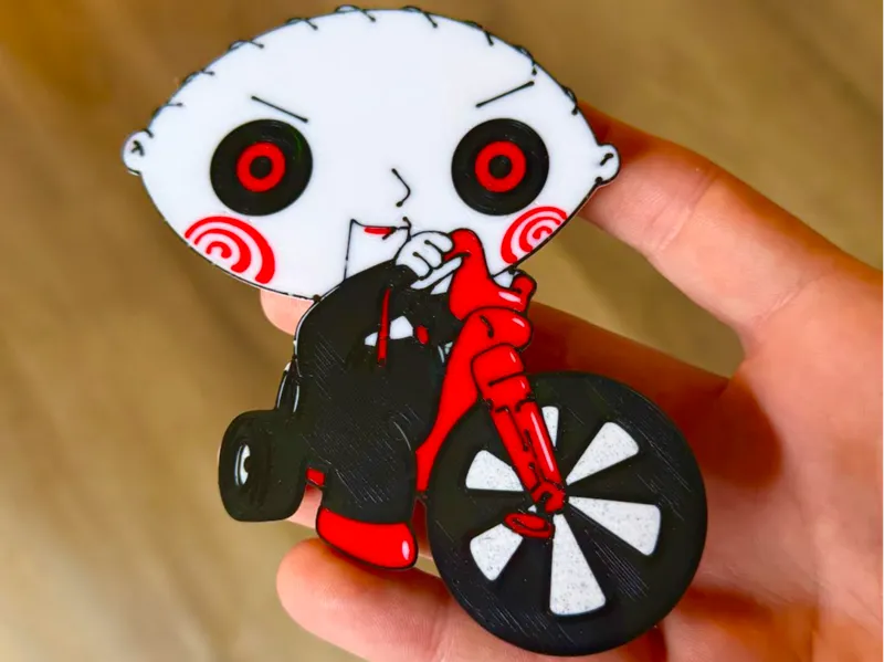 Stewie as the SAW puppet dude