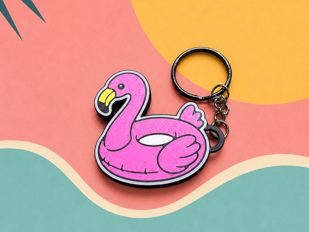 adorable flamingo float keychain