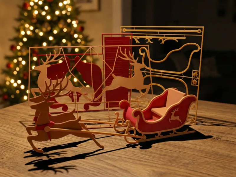 Sleigh & Reindeer Kit Card | No AMS | Gift Ready