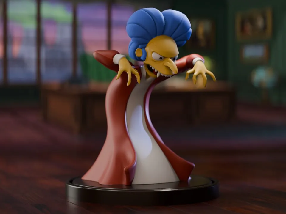 Figura decorativa: The Simpsons Treehouse of Horror Mr. Burns Vampire. Referencia del modelo original.
