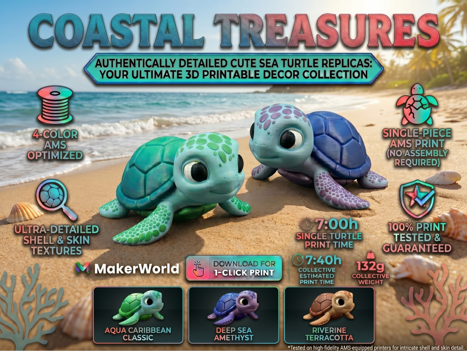Cute Sea Turtles  AMS 4 Colors
