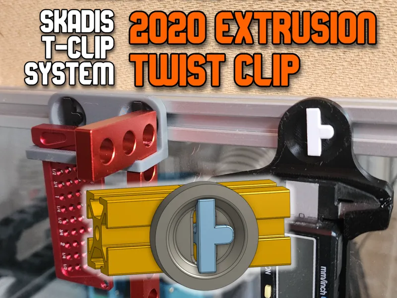 Skadis T-Clip System to 2020 Extrusion Twist Clip
