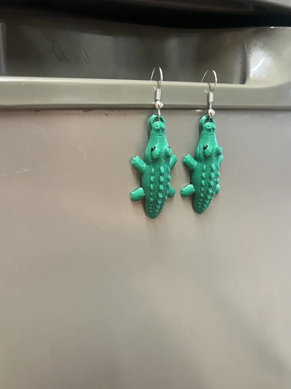 crocodile earrings view 2