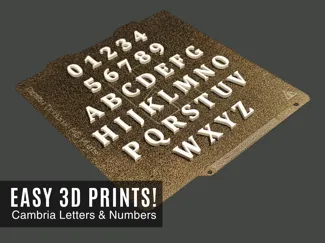 Alphabet Letters & Numbers - Cambria