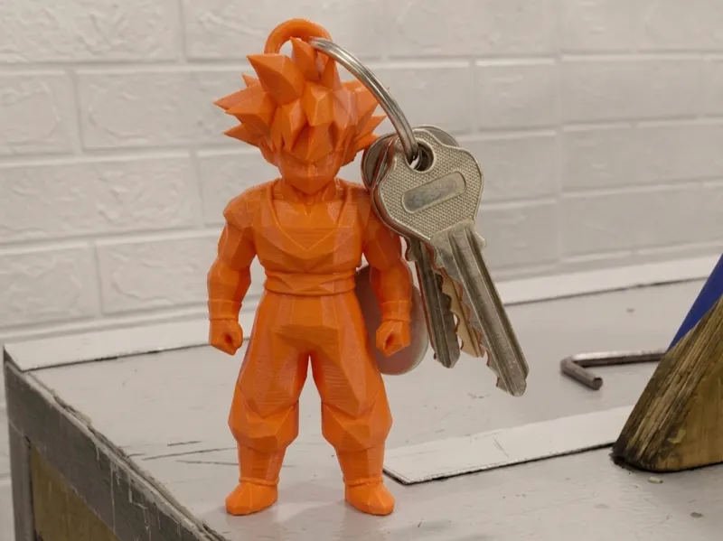 Goku Low Poly Keychain – Saiyan Style