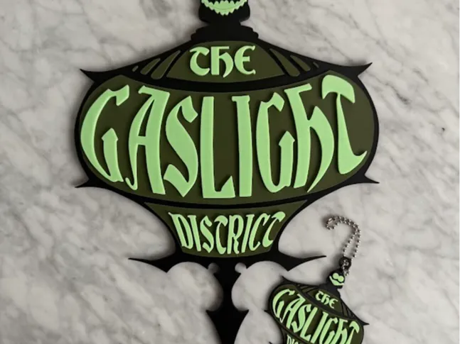Gaslight District Sign, Keychain, & Stand