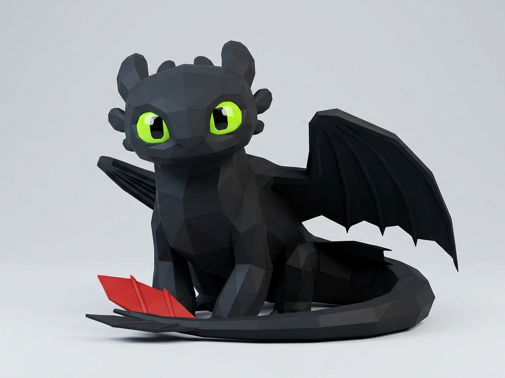 Low-Poly Toothless Figurine