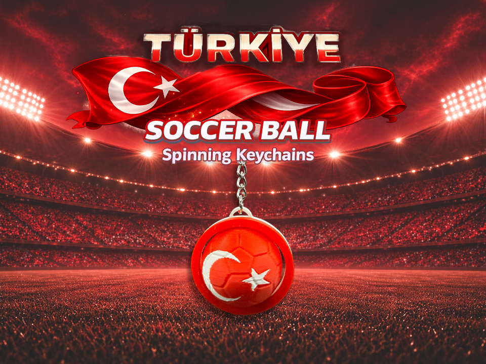Türkiye Spinning Flag Keychain
