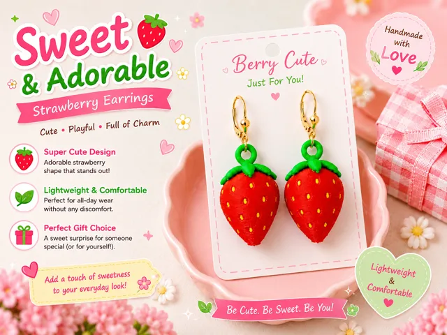 Sweet Strawberry Earrings - Cute Jewelry