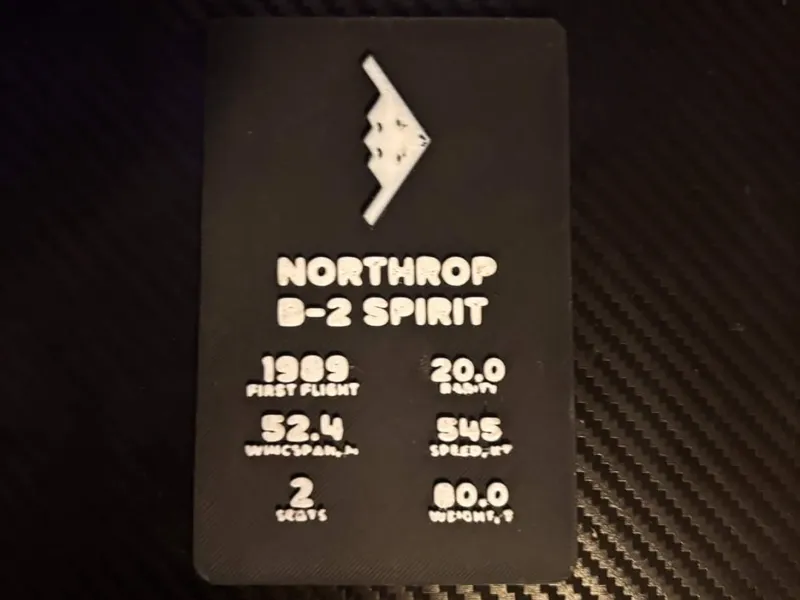 B-2 spirit Skycard inspired stat card 