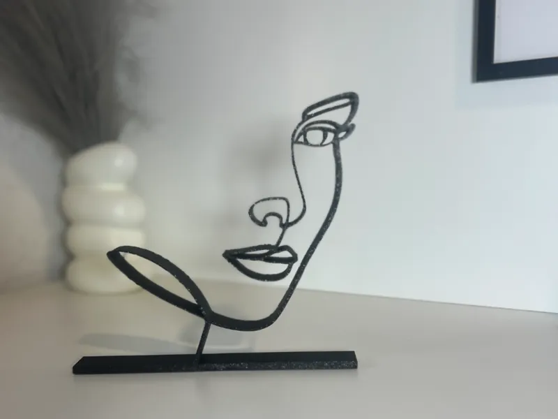 Abstract Minimalistic Women Face Silhouette Decor
