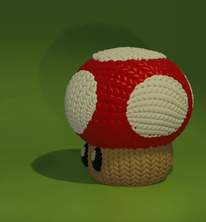 Knitted Crochet Super Mario Mushrom.