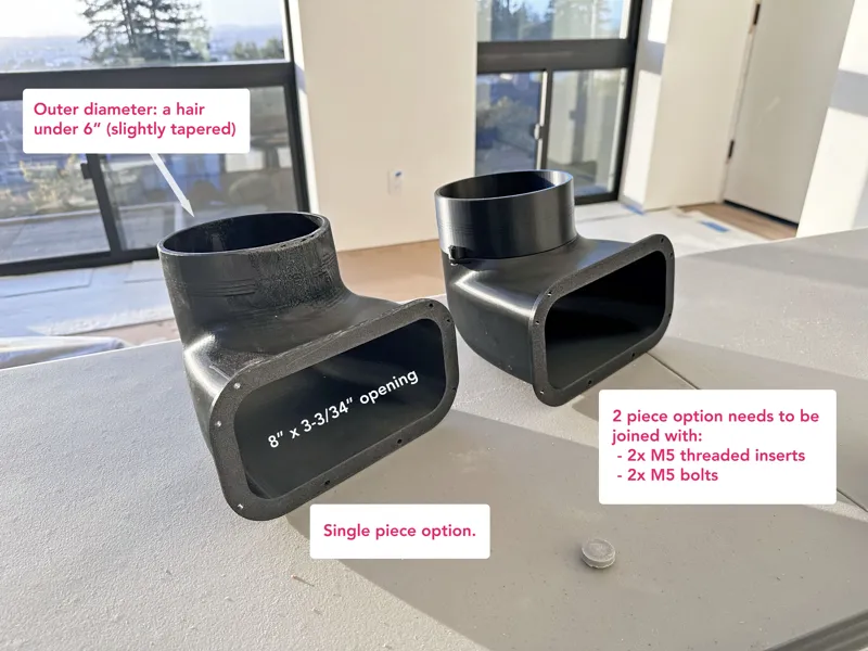 6" 90 degree to rectangle HVAC elbow