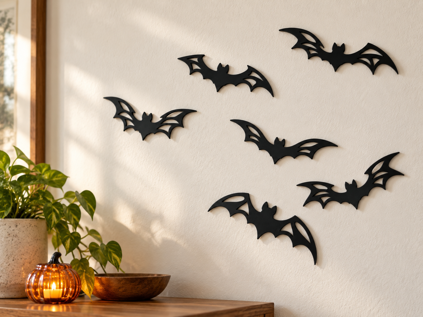 Halloween Bat Wall Decor Set – 6 Bat Designs - 1