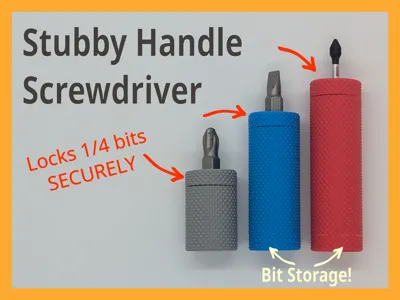 Stubby Handle Screwdriver with Bit Storage (1/4in)