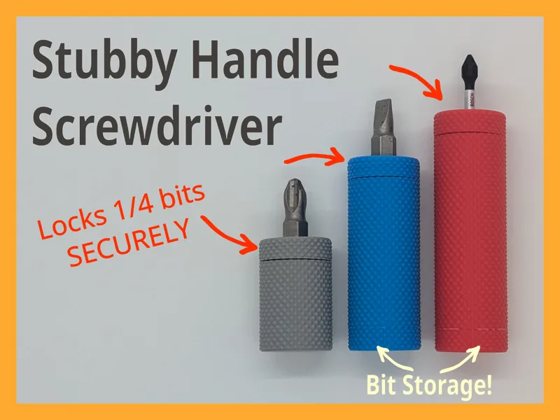 Stubby Handle Screwdriver with Bit Storage (1/4in)