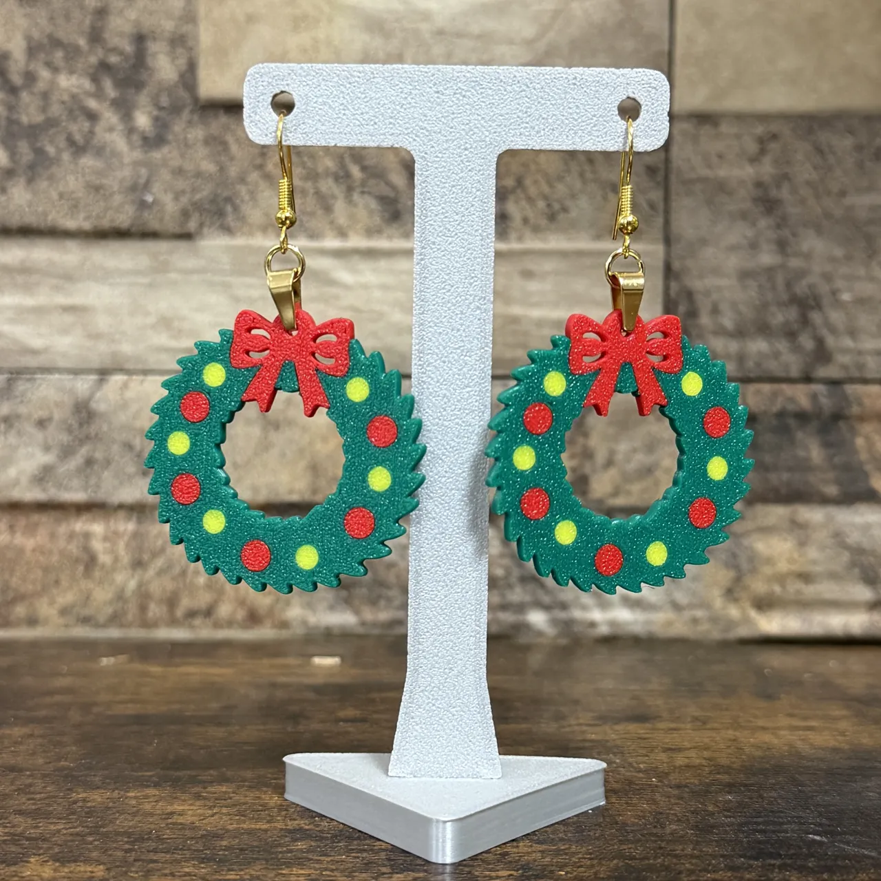 Christmas Wreath Earrings view 3