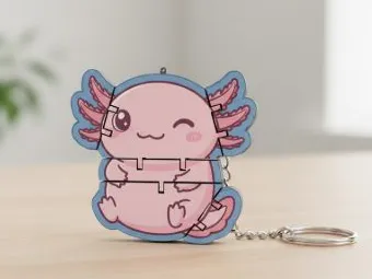 Cute pink Axolotl Flexi keychain