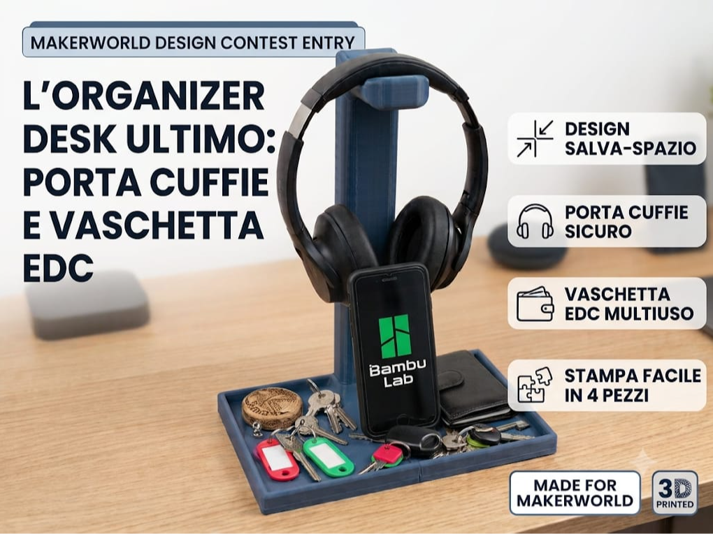 Organizer Desk headphones support EDC