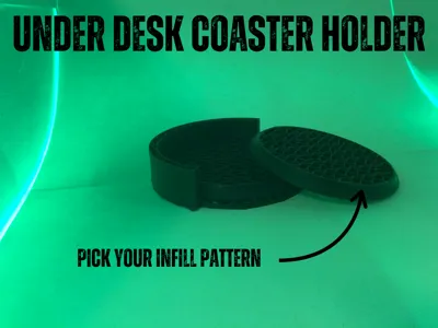 Under desk coasters and holder