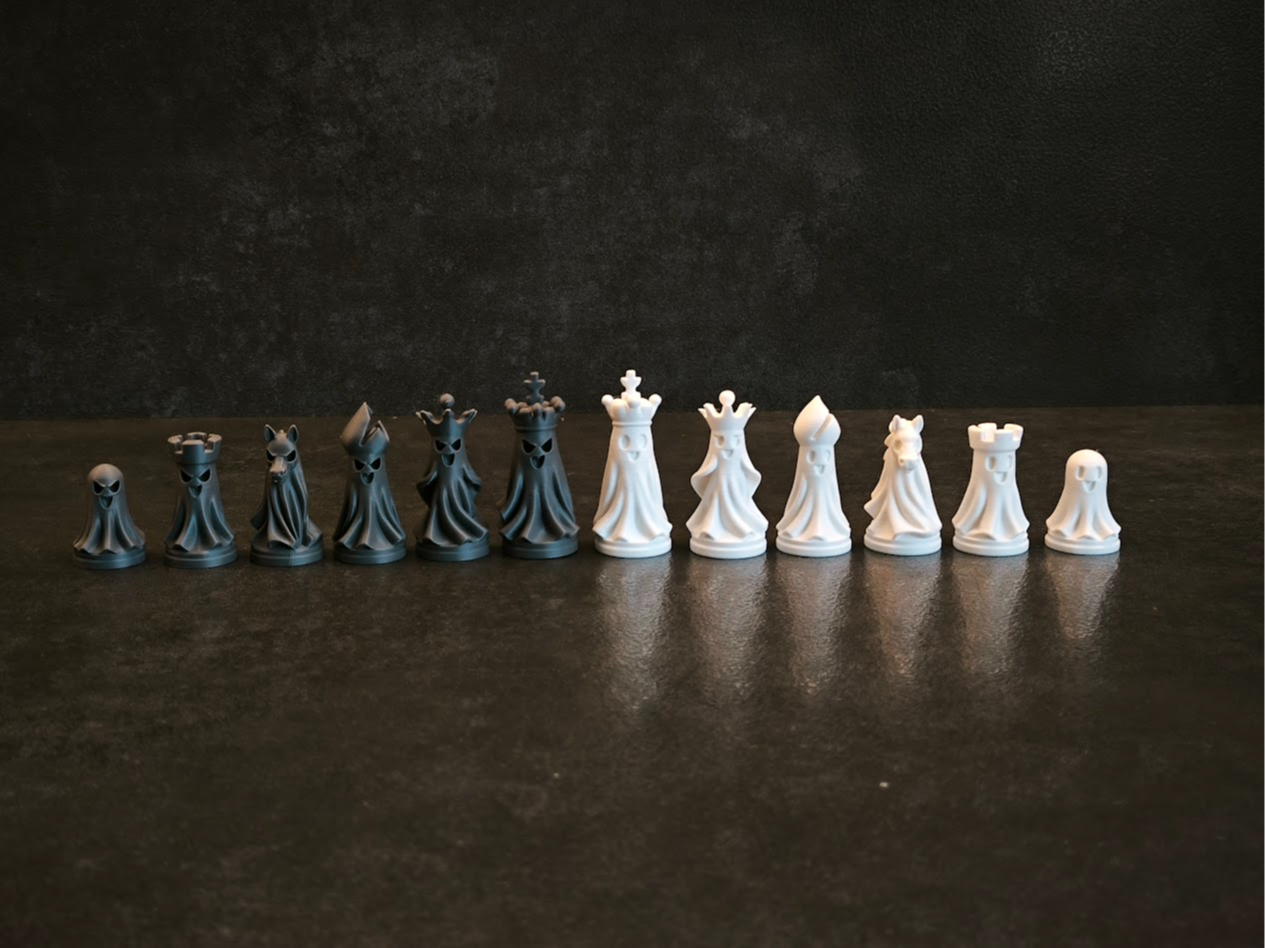 Happy vs Angry Ghosts Chess Set - 1