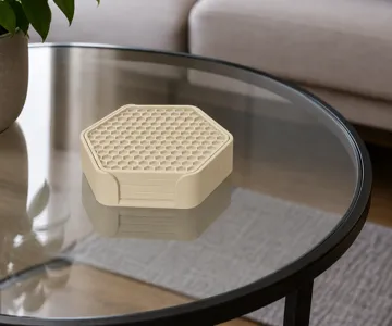 Letrero o emblema decorativo: Hexagon Honeycomb Coaster Set — vista de referencia 3