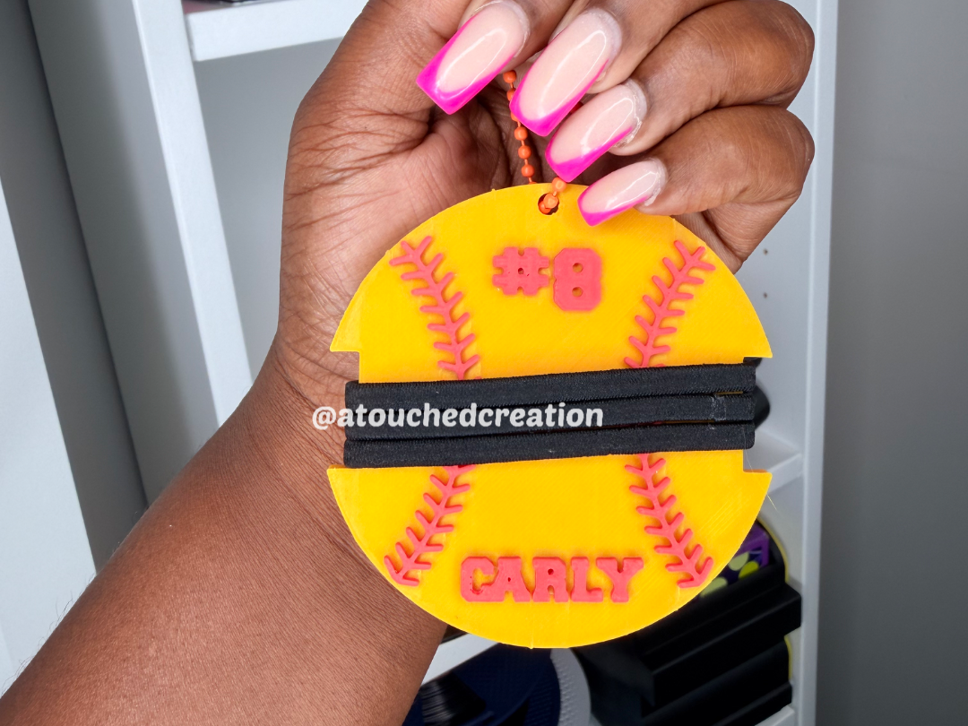 SOFTBALL Ponytail Holder Keychain - 1