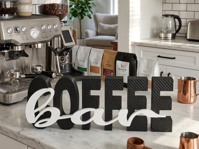 Coffee Bar Decor - Elegant Carbon Style