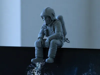 Firefighter Skeleton Figure with Dräger Helmet
