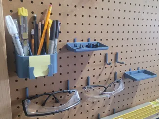 Peg Board Accessories. Pen Holder, Tray, and Hooks