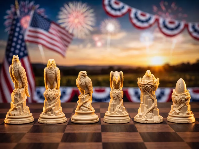 Patriotic Eagles Chess Set